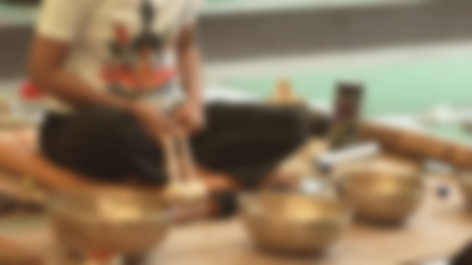 Singing bowls in soft focus at The Sphere